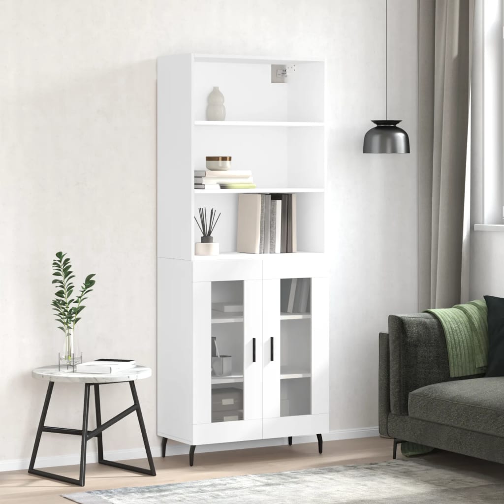 Visoka komoda bijela 69,5x34x180 cm konstruirano drvo