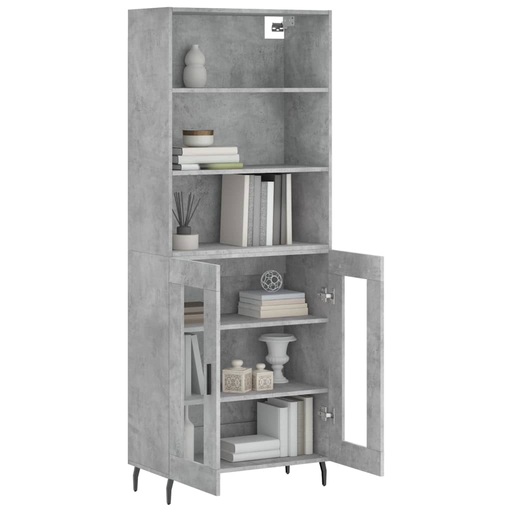 Visoka komoda siva betona 69,5x34x180 cm od konstruiranog drva