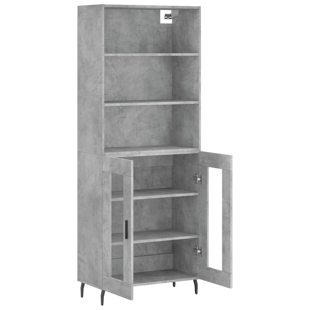 Visoka komoda siva betona 69,5x34x180 cm od konstruiranog drva