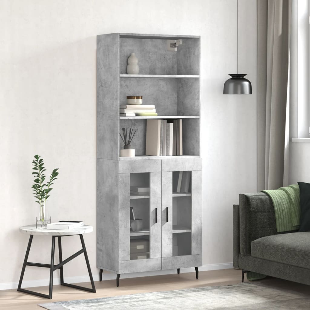 Visoka komoda siva betona 69,5x34x180 cm od konstruiranog drva