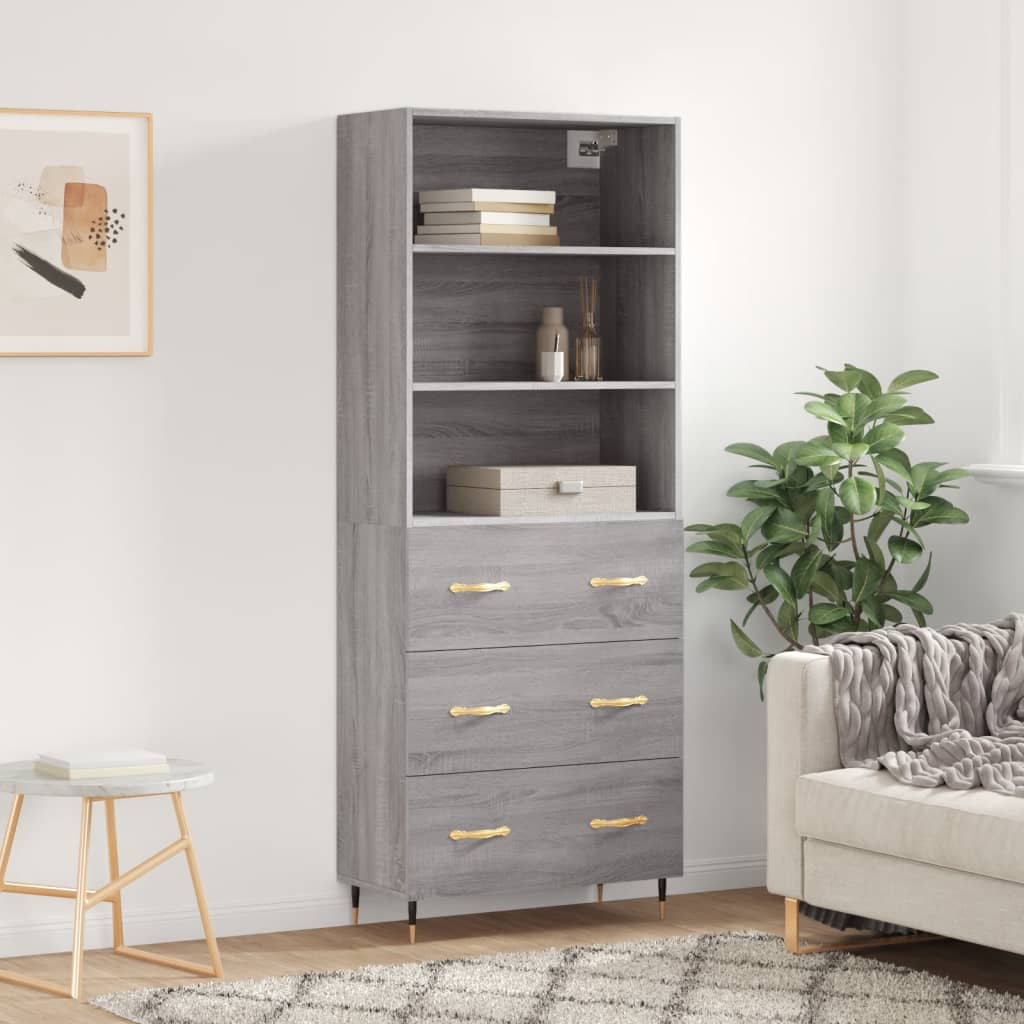 Visoka komoda siva sonome 69,5x34x180 cm od konstruiranog drva