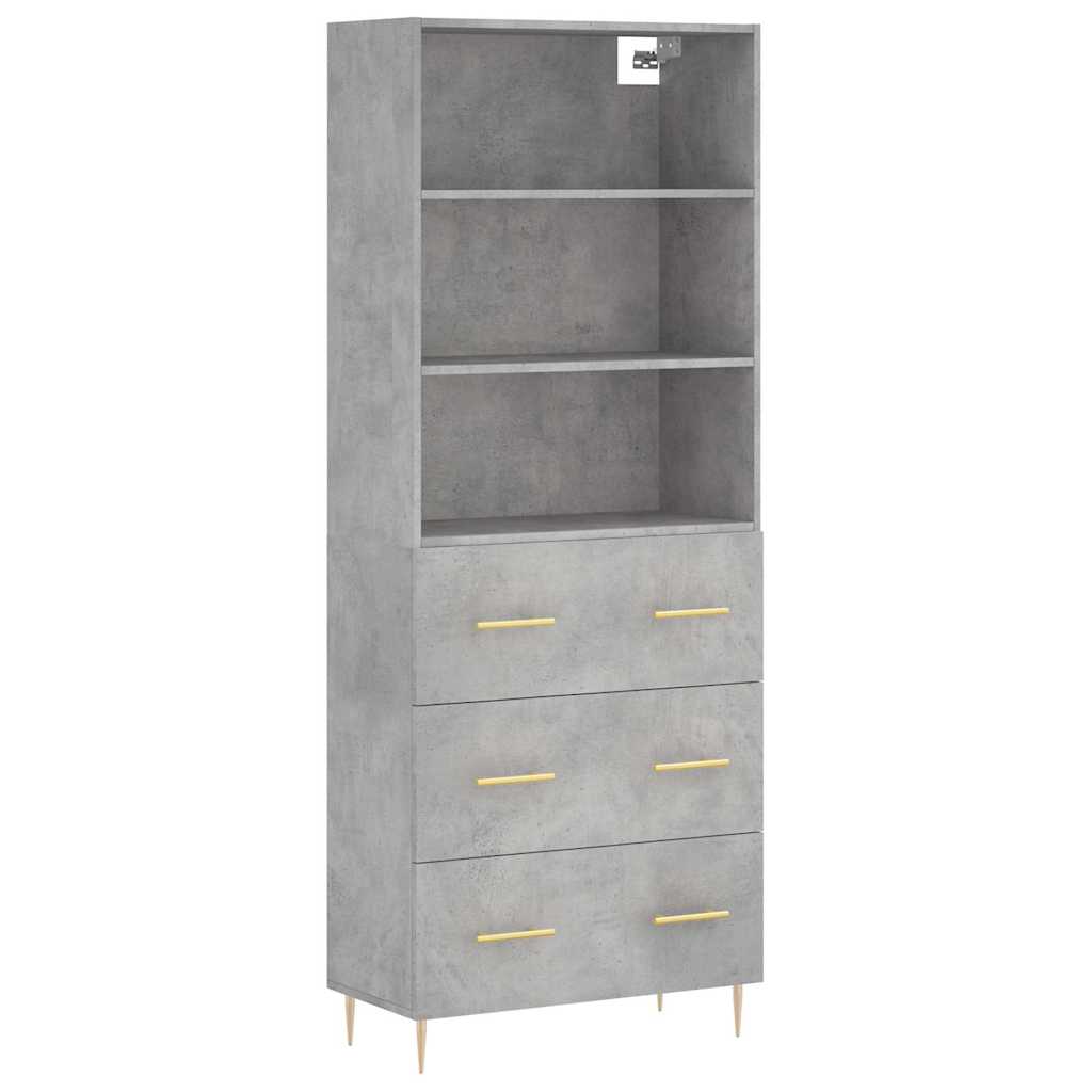 Visoka komoda siva betona 69,5x34x180 cm od konstruiranog drva