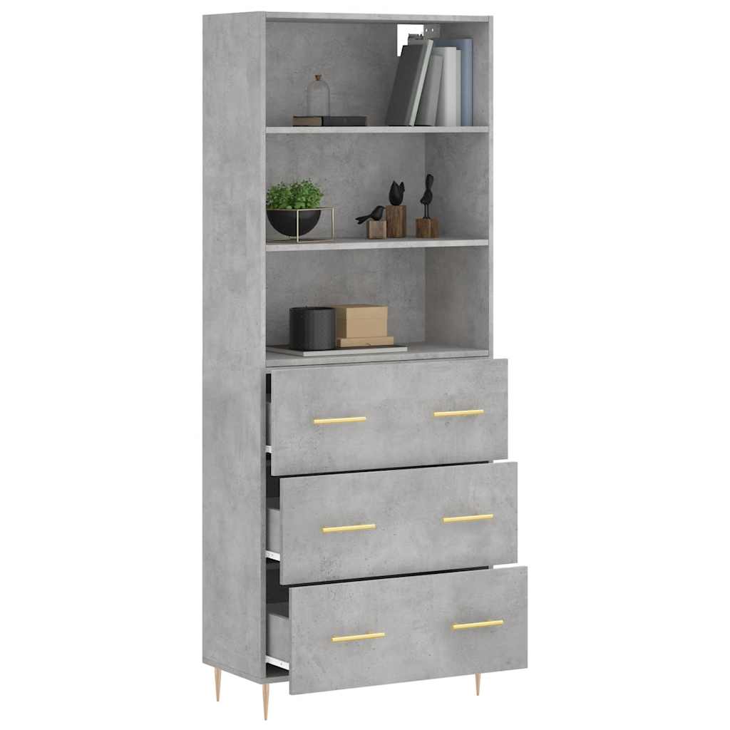 Visoka komoda siva betona 69,5x34x180 cm od konstruiranog drva