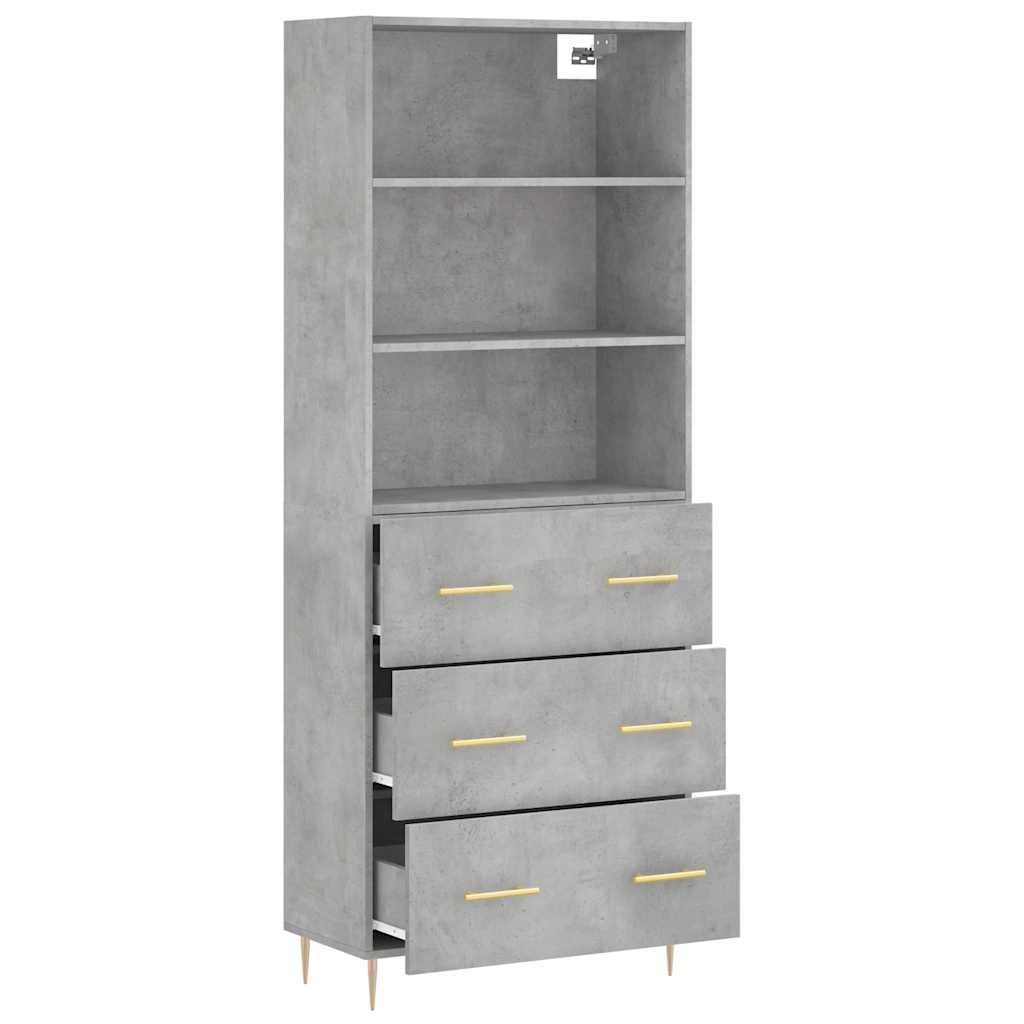 Visoka komoda siva betona 69,5x34x180 cm od konstruiranog drva