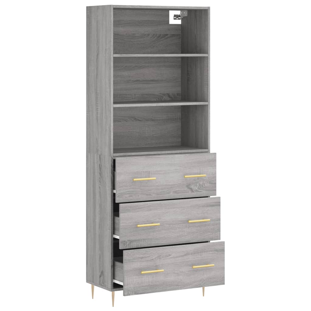 Visoka komoda siva sonome 69,5x34x180 cm od konstruiranog drva