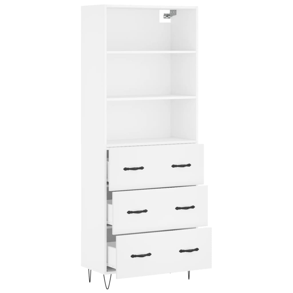 Visoka komoda bijela 69,5x34x180 cm konstruirano drvo