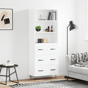 Visoka komoda bijela 69,5x34x180 cm konstruirano drvo