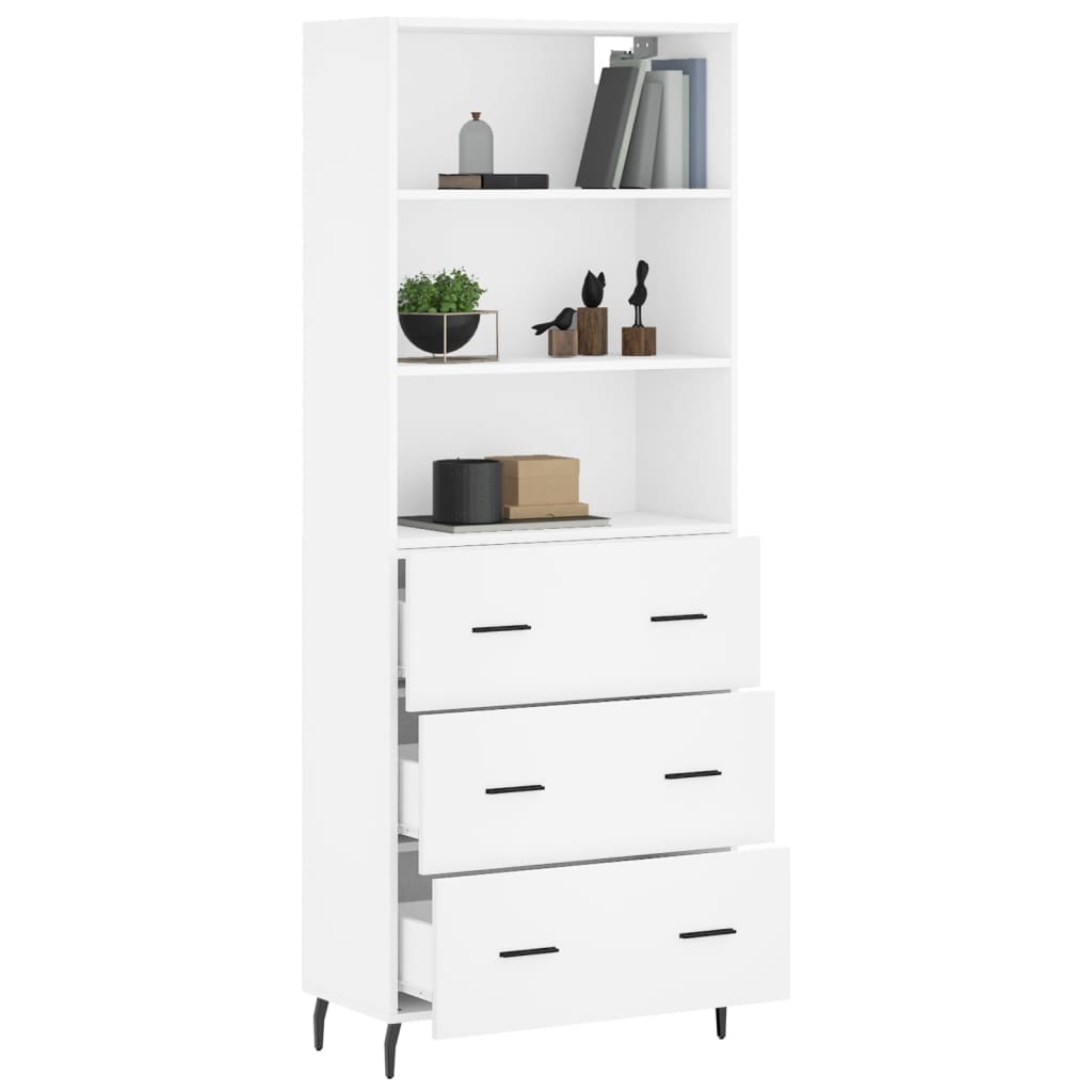 Visoka komoda bijela 69,5x34x180 cm konstruirano drvo