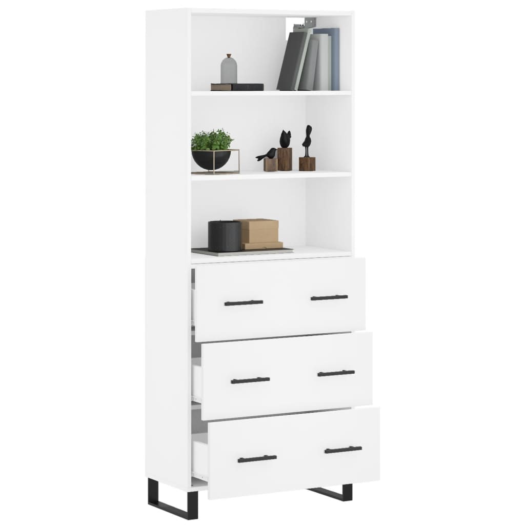 Visoka komoda bijela 69,5x34x180 cm konstruirano drvo