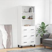 Visoka komoda bijela 69,5x34x180 cm konstruirano drvo