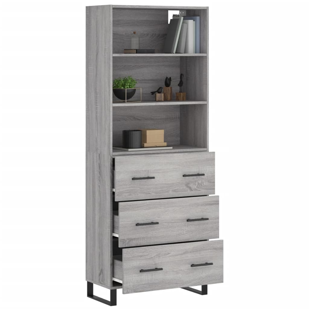 Visoka komoda siva sonome 69,5x34x180 cm od konstruiranog drva