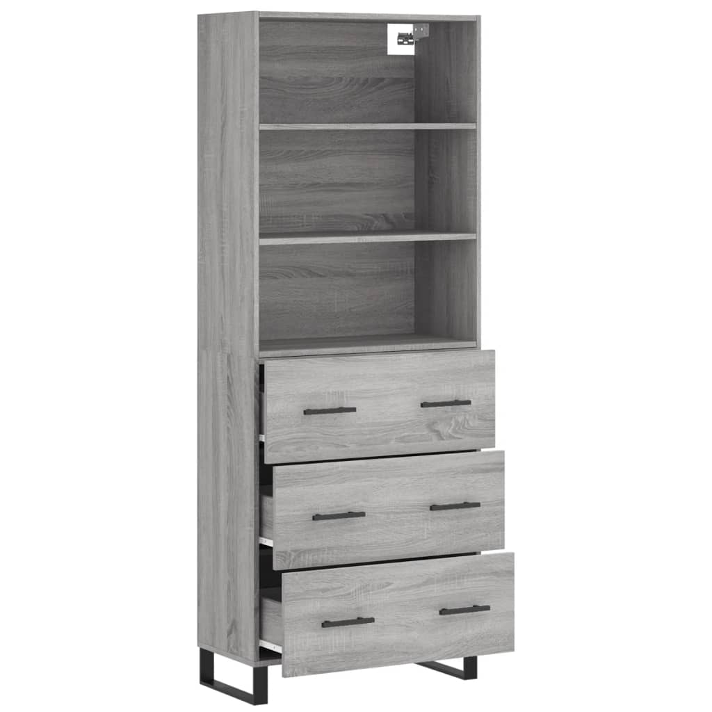 Visoka komoda siva sonome 69,5x34x180 cm od konstruiranog drva