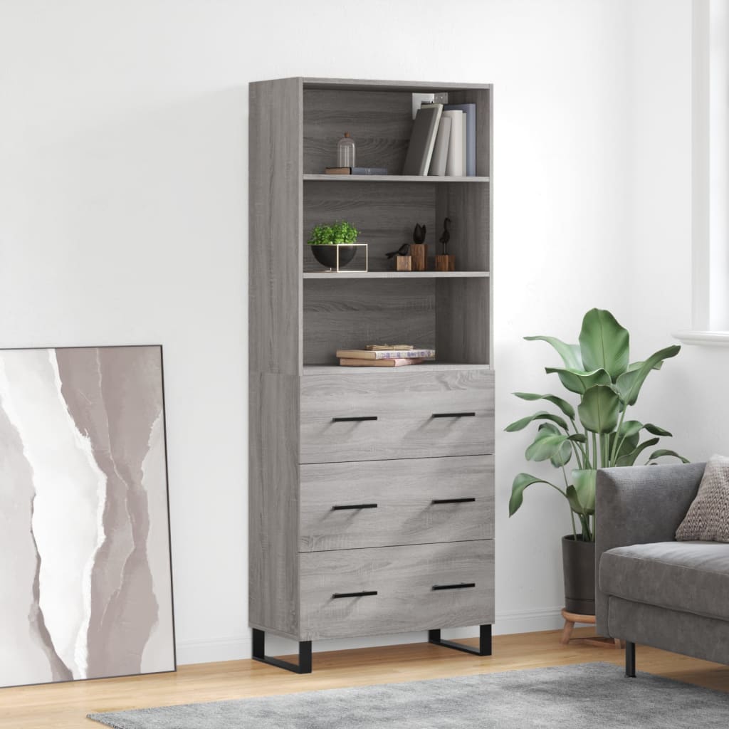 Visoka komoda siva sonome 69,5x34x180 cm od konstruiranog drva