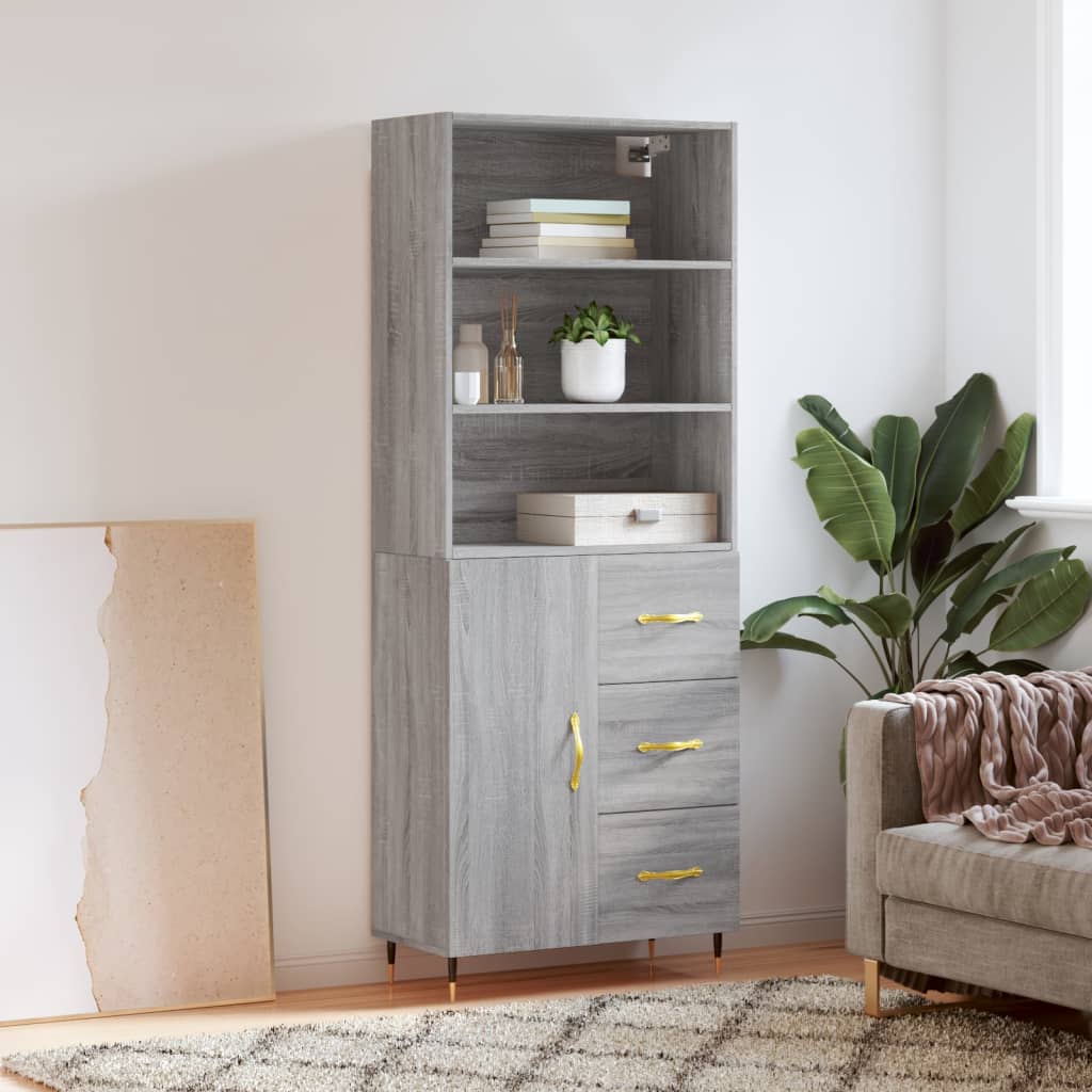 Visoka komoda siva sonome 69,5x34x180 cm od konstruiranog drva