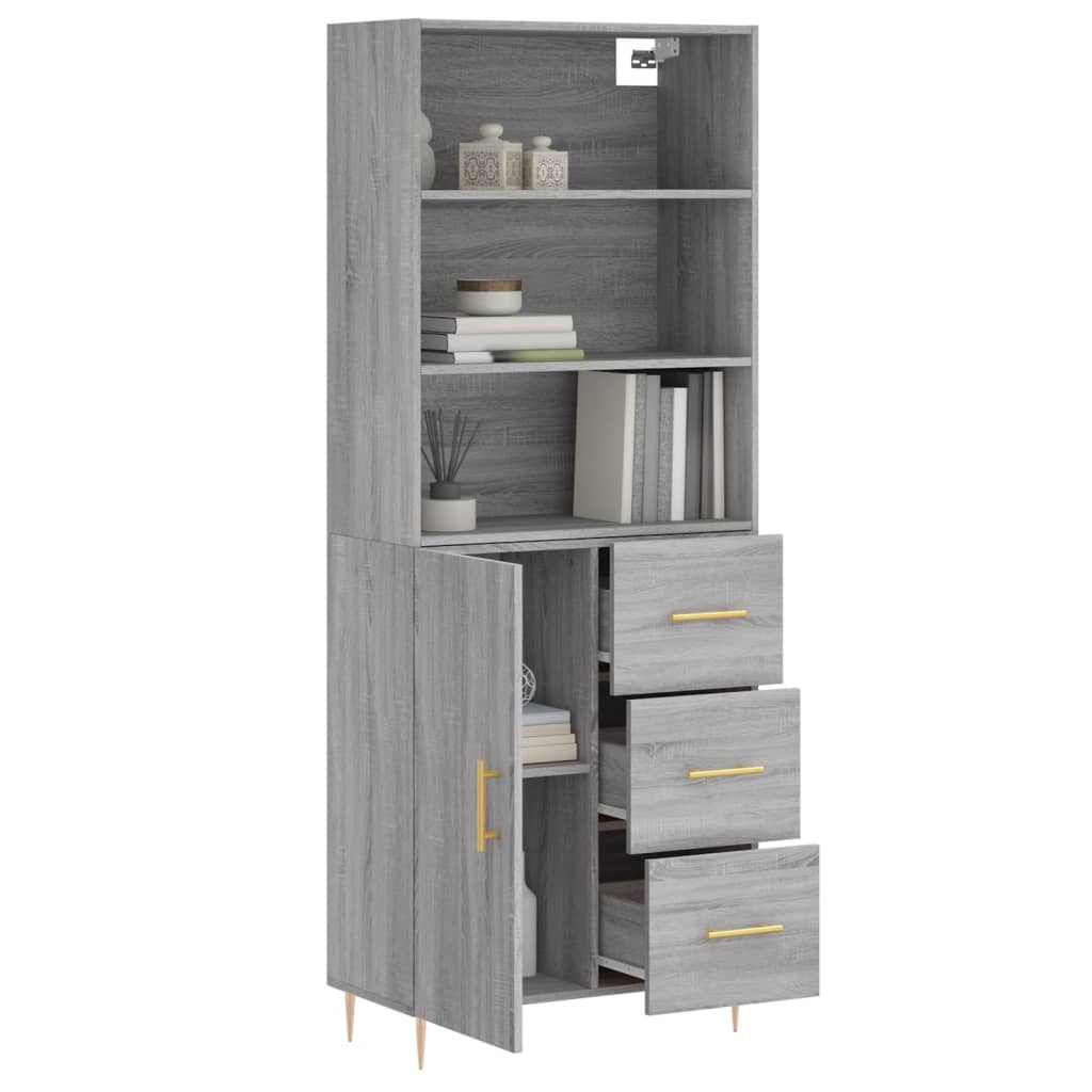 Visoka komoda siva sonome 69,5x34x180 cm od konstruiranog drva