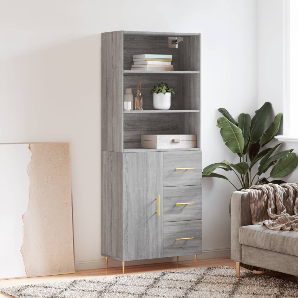 Visoka komoda siva sonome 69,5x34x180 cm od konstruiranog drva