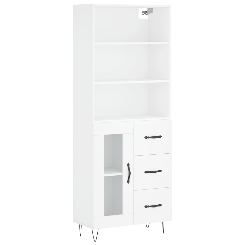 Visoka komoda bijela 69,5x34x180 cm konstruirano drvo