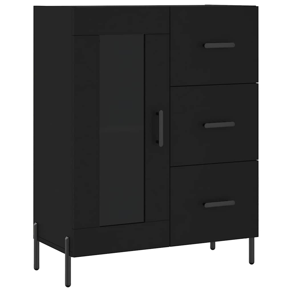 Visoka komoda crni 69,5x34x180 cm konstruirano drvo