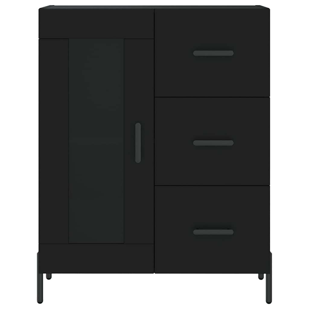 Visoka komoda crni 69,5x34x180 cm konstruirano drvo