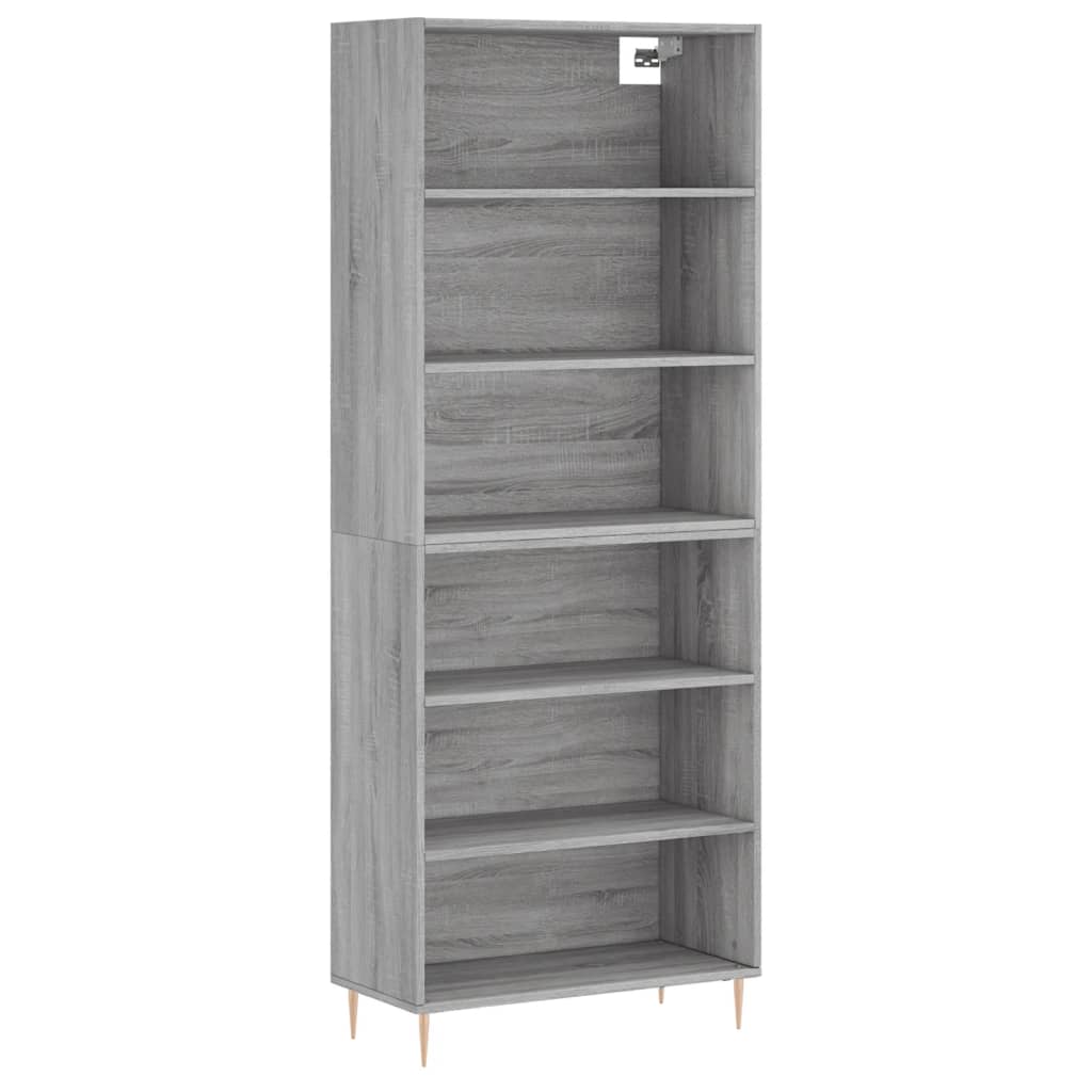 Visoka komoda siva betona 69,5x32,5x180 cm konstruirano drvo