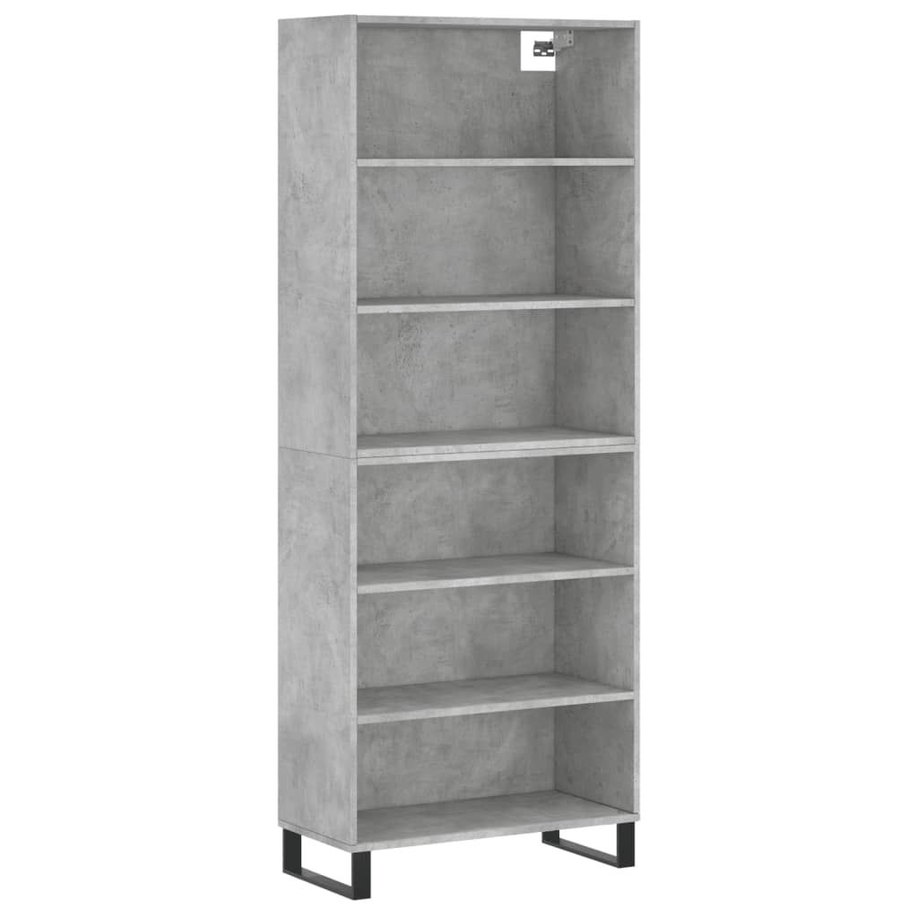 Visoka komoda siva betona 69,5x32,5x180 cm konstruirano drvo