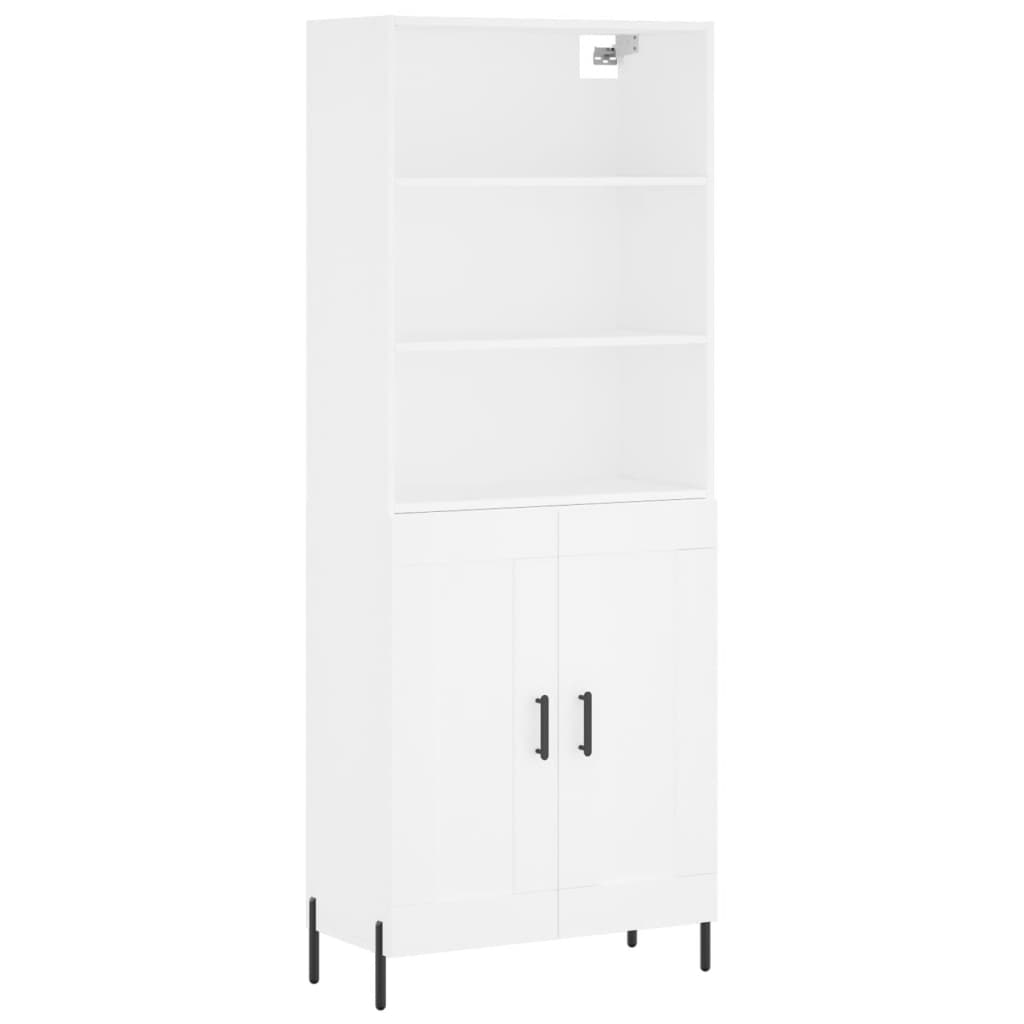 Visoka komoda bijela 69,5x34x180 cm konstruirano drvo
