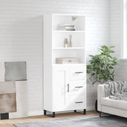 Visoka komoda bijela 69,5x34x180 cm konstruirano drvo