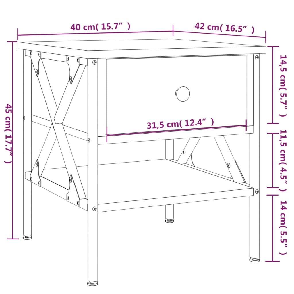 Noćni ormarići 2 kom crni 40 x 42 x 45 cm od konstruiranog drva