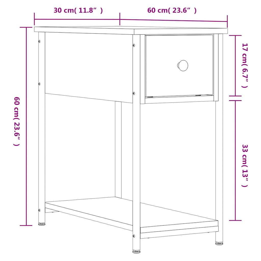 Noćni ormarići 2 kom boja hrasta 30x60x60 cm konstruirano drvo