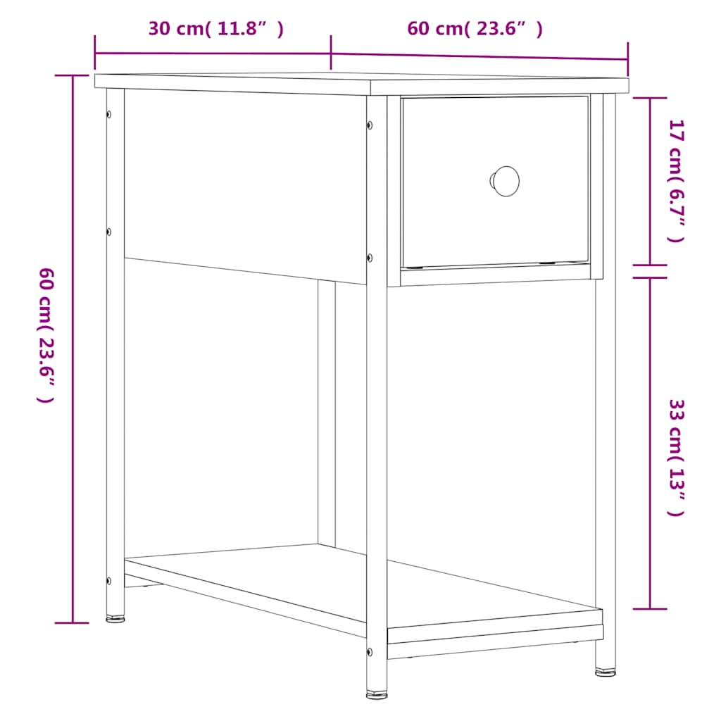 Noćni ormarići 2 kom boja hrasta 30x60x60 cm konstruirano drvo