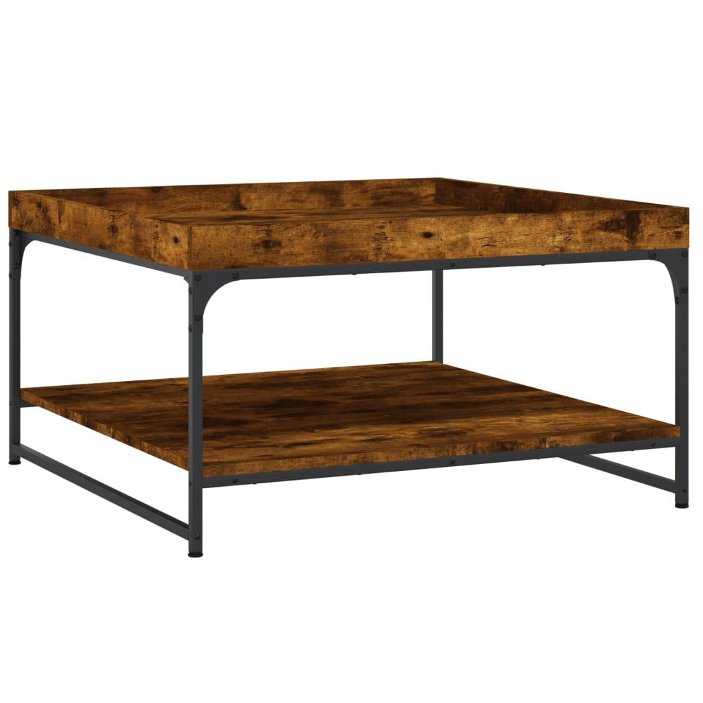 Stolić za kavu boja hrasta 80 x 80 x 45 cm od drva i željeza
