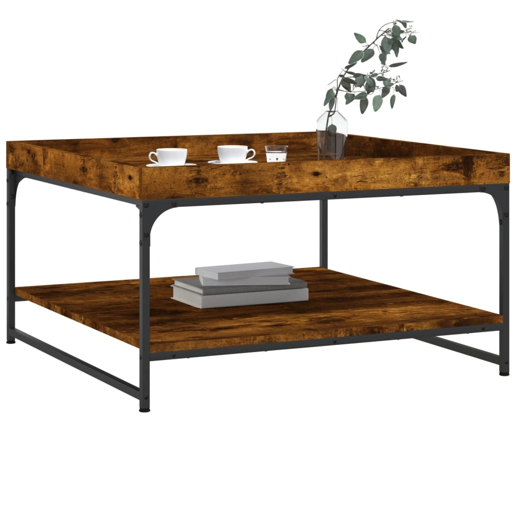 Stolić za kavu boja hrasta 80 x 80 x 45 cm od drva i željeza