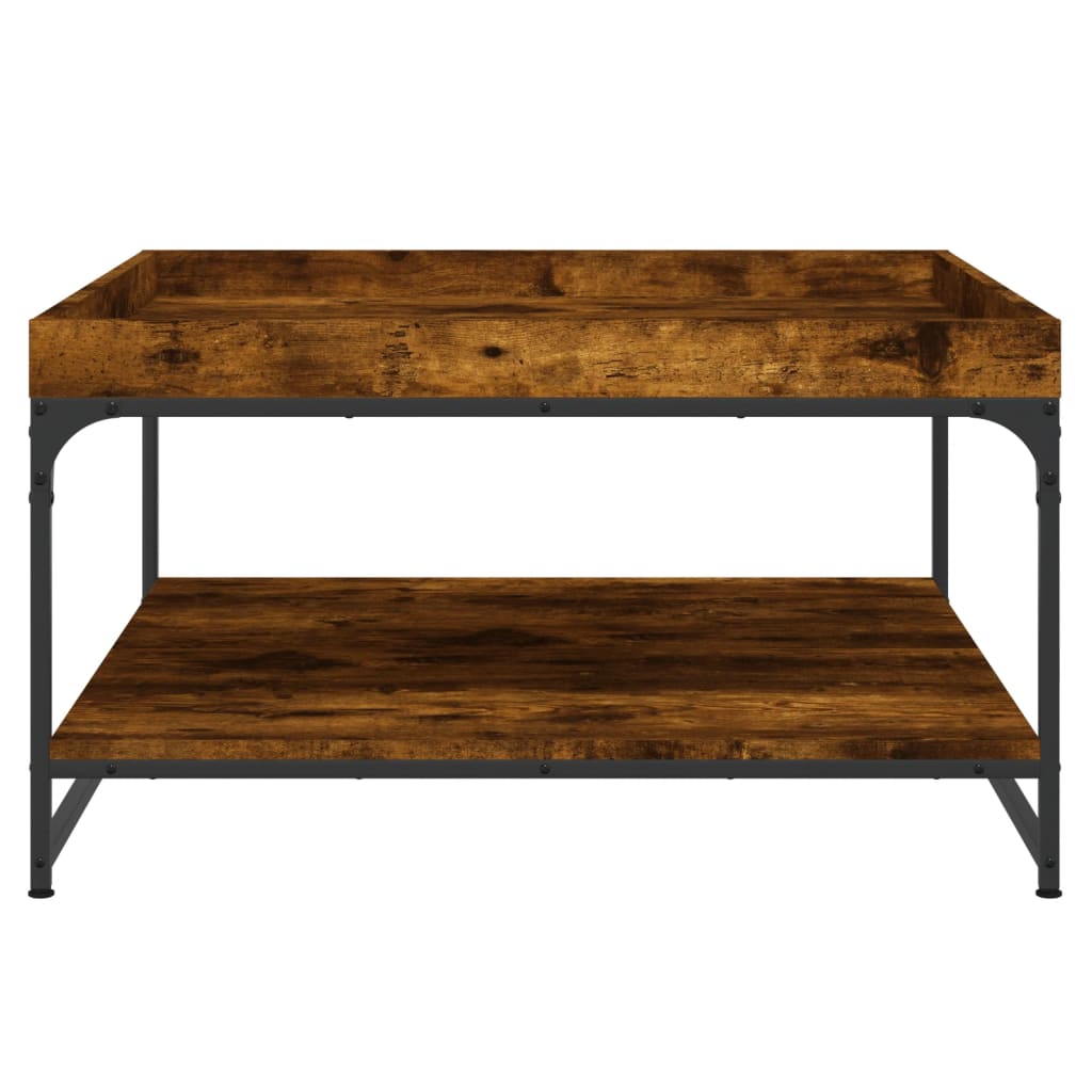 Stolić za kavu boja hrasta 80 x 80 x 45 cm od drva i željeza