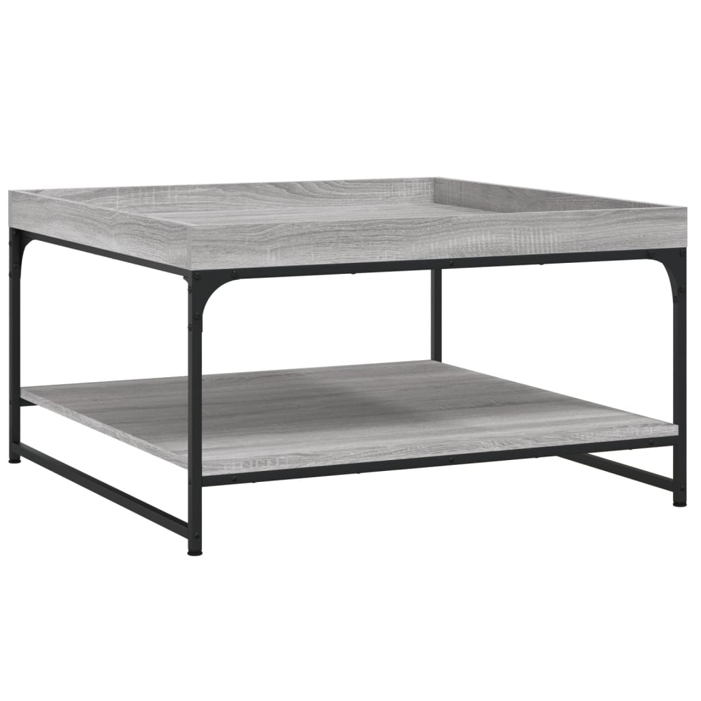 Stolić za kavu siva boja hrasta 80x80x45 cm od drva i željeza