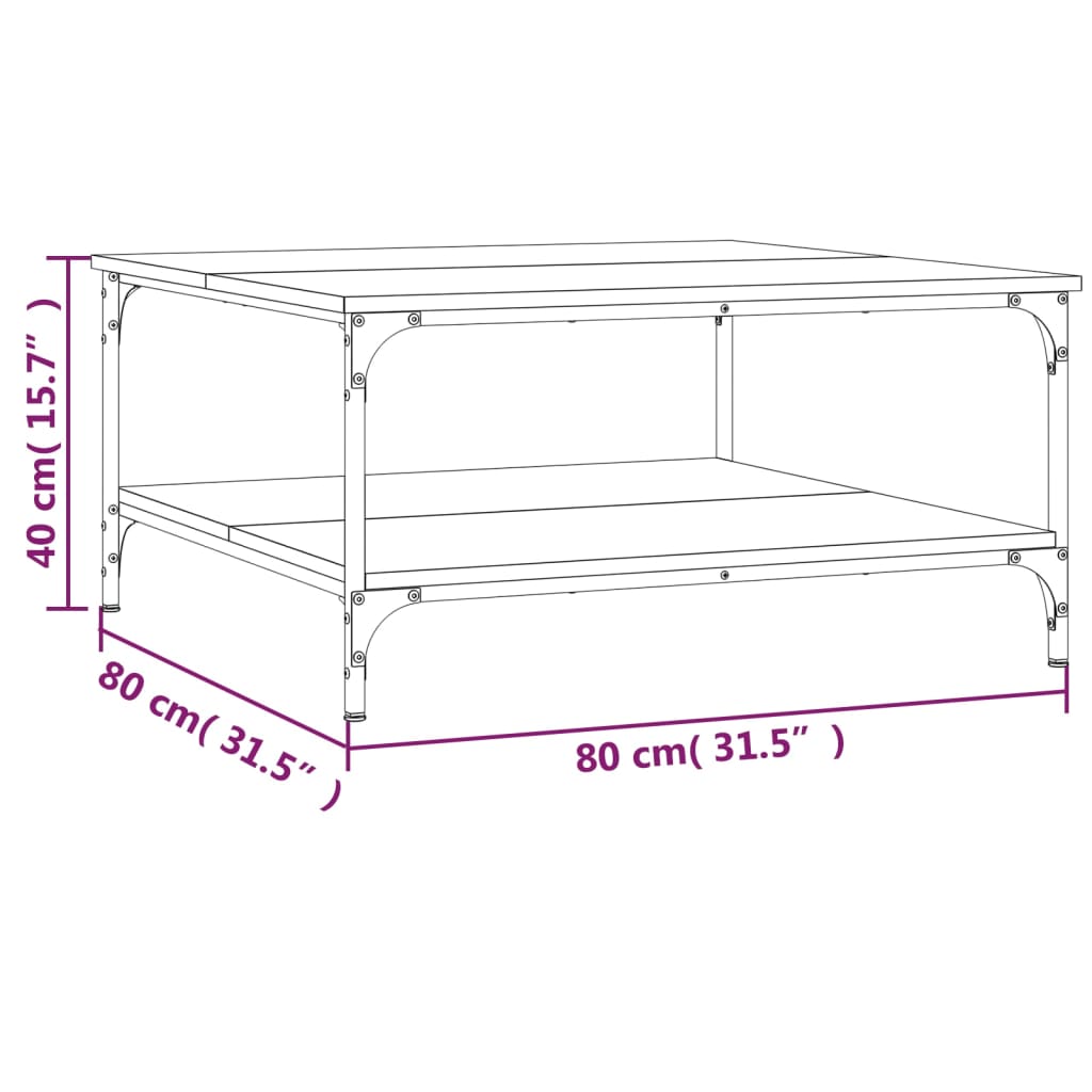 Stolić za kavu crni 80 x 80 x 40 cm od konstruiranog drva
