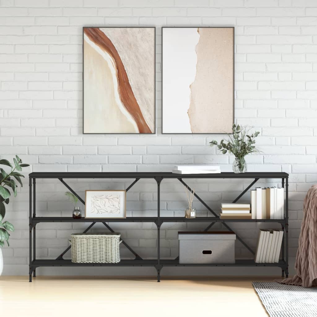 Konzolni stol crni 180x30x75 cm od konstruiranog drva i željeza