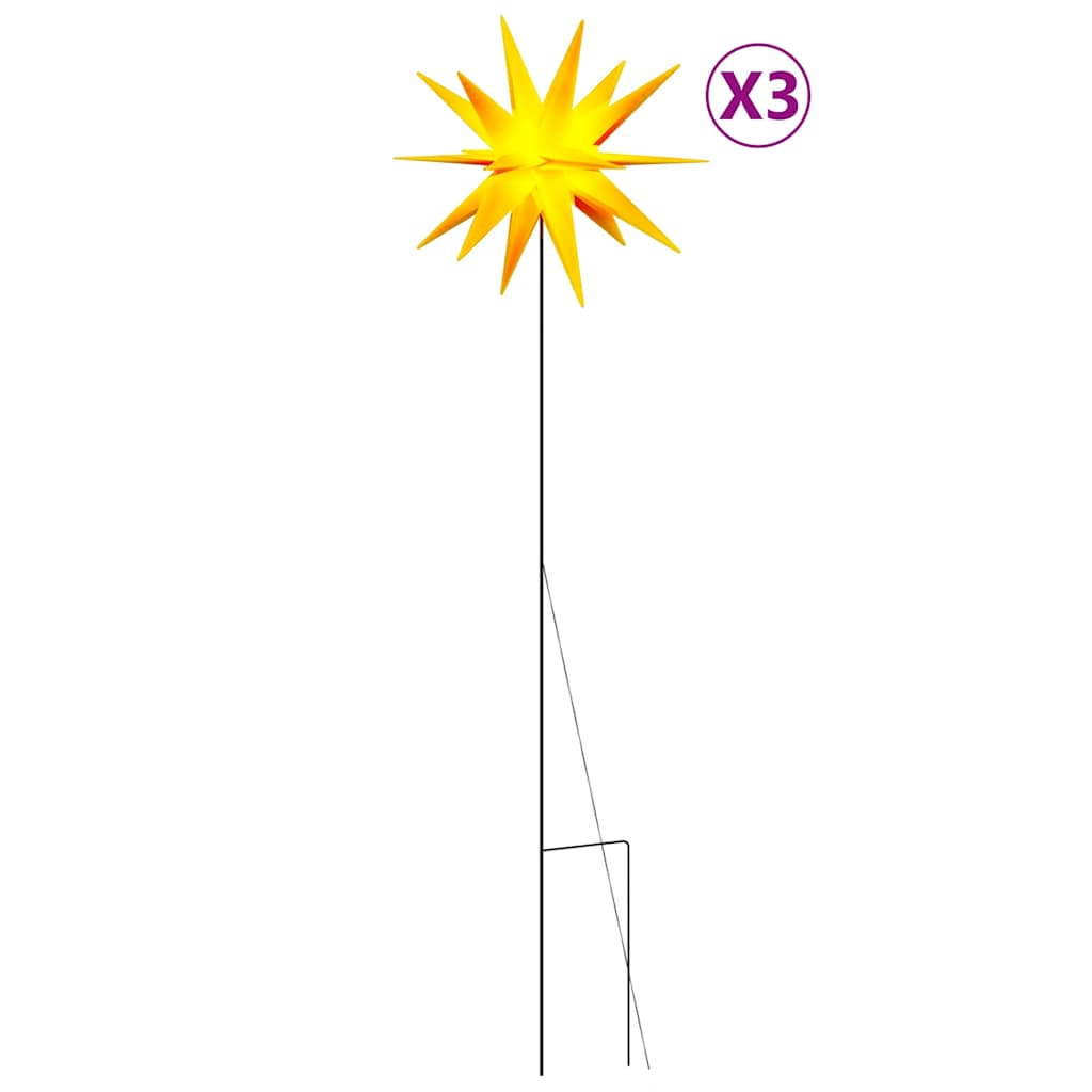 Božićna svjetla sa šiljcima 3 kom LED sklopiva žuta 57 cm