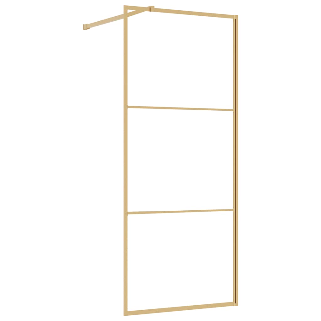 Stijenka za walk-in tuš s prozirnim staklom ESG zlatna 80x195cm