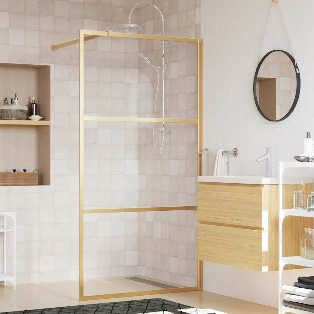 Stijenka za walk-in tuš sa staklom ESG zlatna 115 x 195 cm