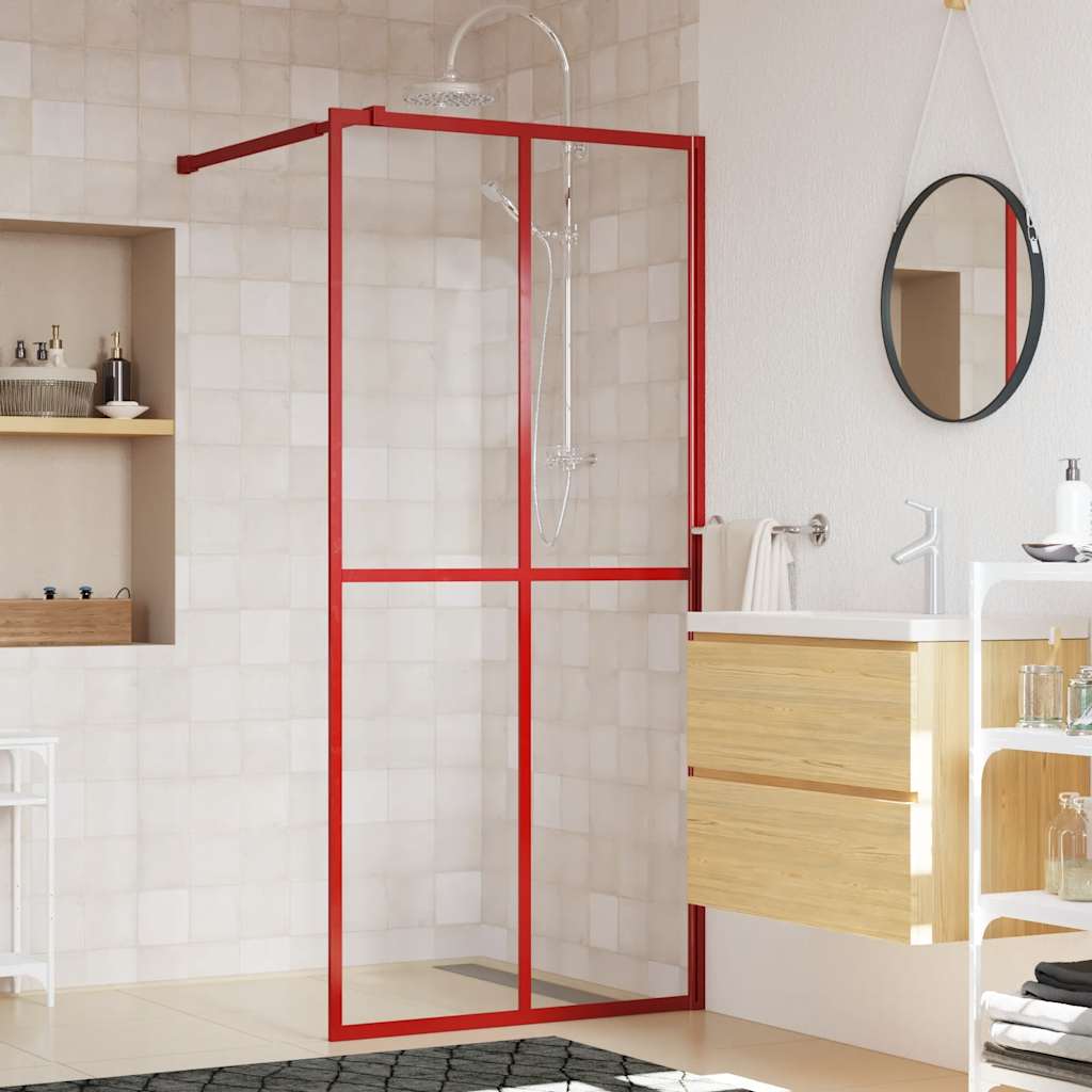 Stijenka za walk-in tuš sa staklom ESG crvena 100 x 195 cm