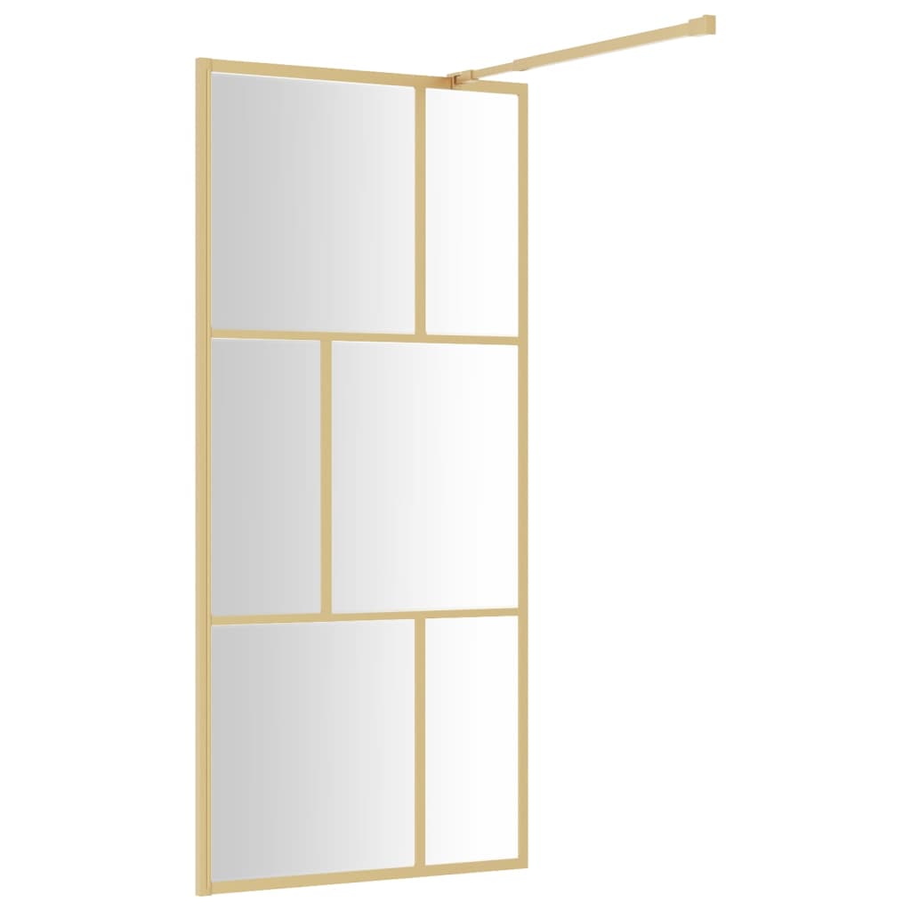 Stijenka za walk-in tuš sa staklom ESG zlatna 90 x 195 cm