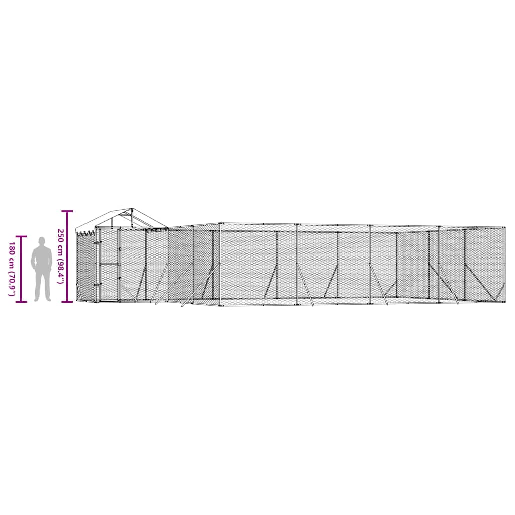 Vanjski kavez za pse s krovom srebrni 10x6x2,5m pocinčani čelik