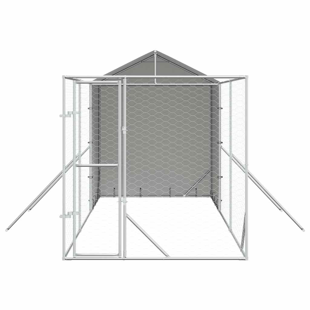 Vanjski kavez za pse s krovom srebrni 2x6x2,5 m pocinčani čelik