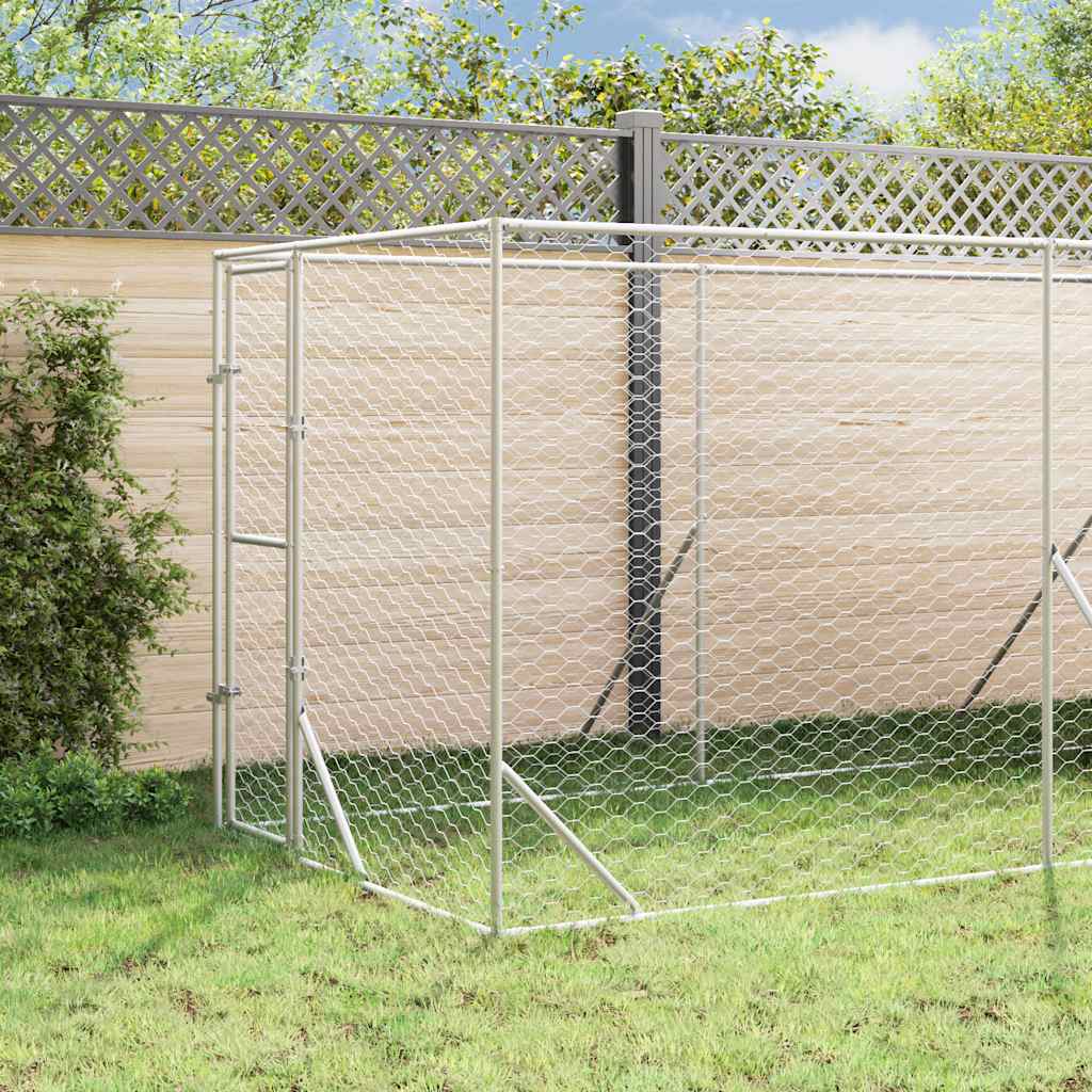 Vanjski kavez za pse s krovom srebrni 2x6x2,5 m pocinčani čelik