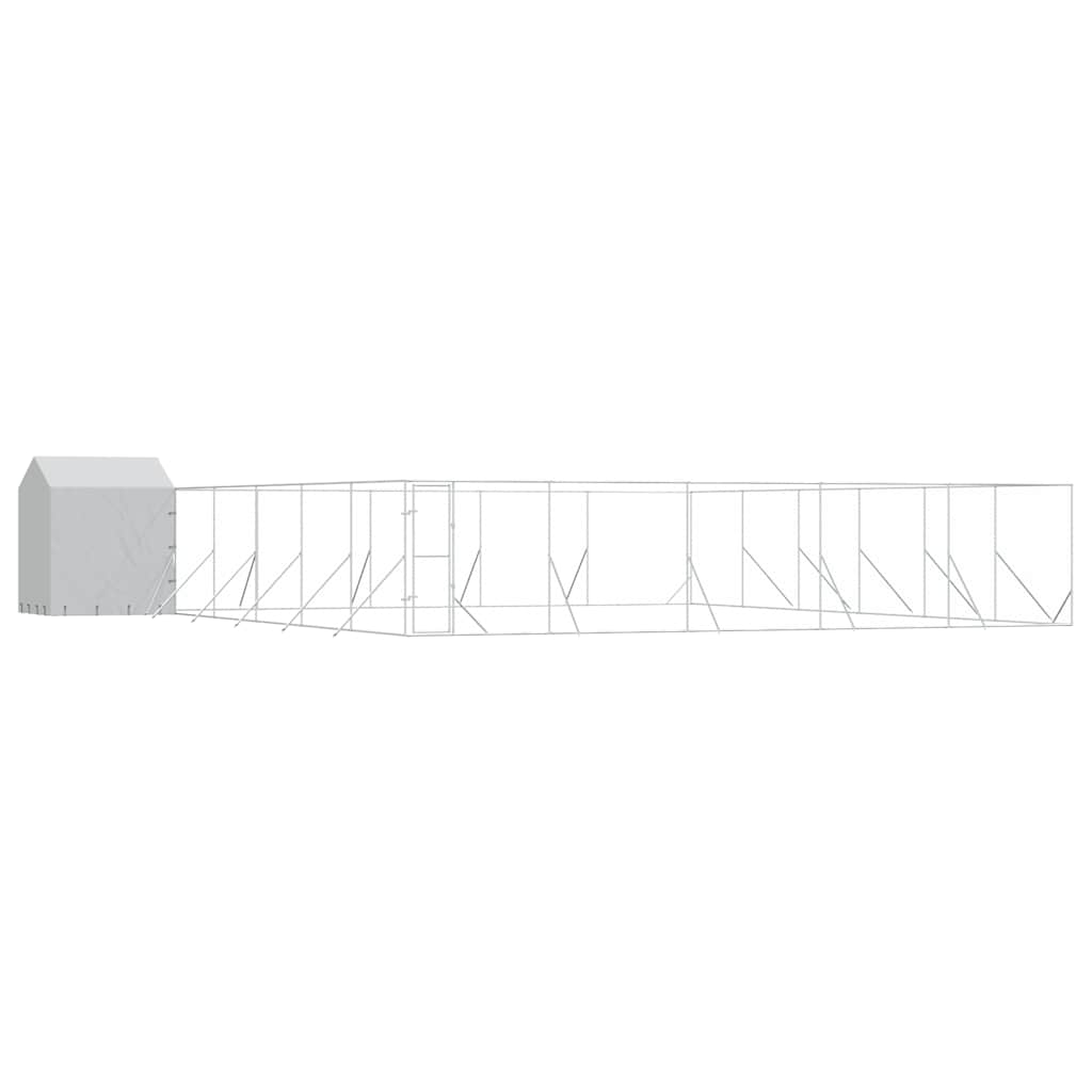Vanjski kavez za pse s krovom srebrni 12 x 12 x 2,5 m čelični