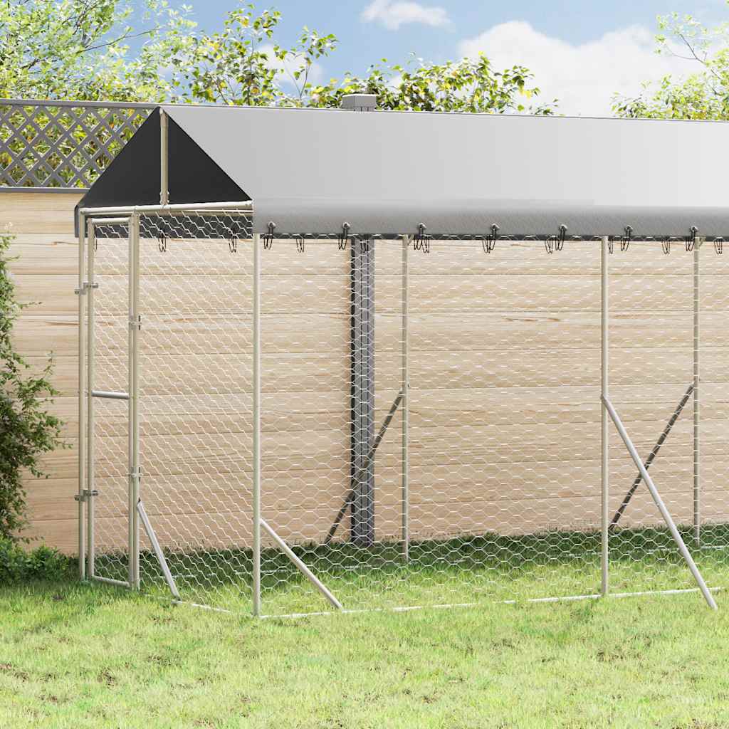 Vanjski kavez za pse s krovom srebrni 2x6x2,5 m pocinčani čelik
