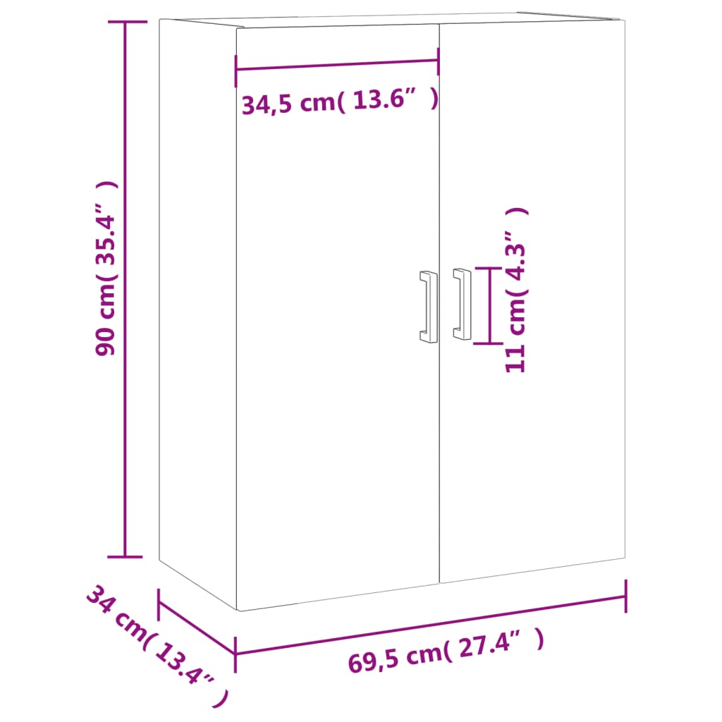 Zidni ormarić boja dimljenog hrasta 69,5 x 34 x 90 cm