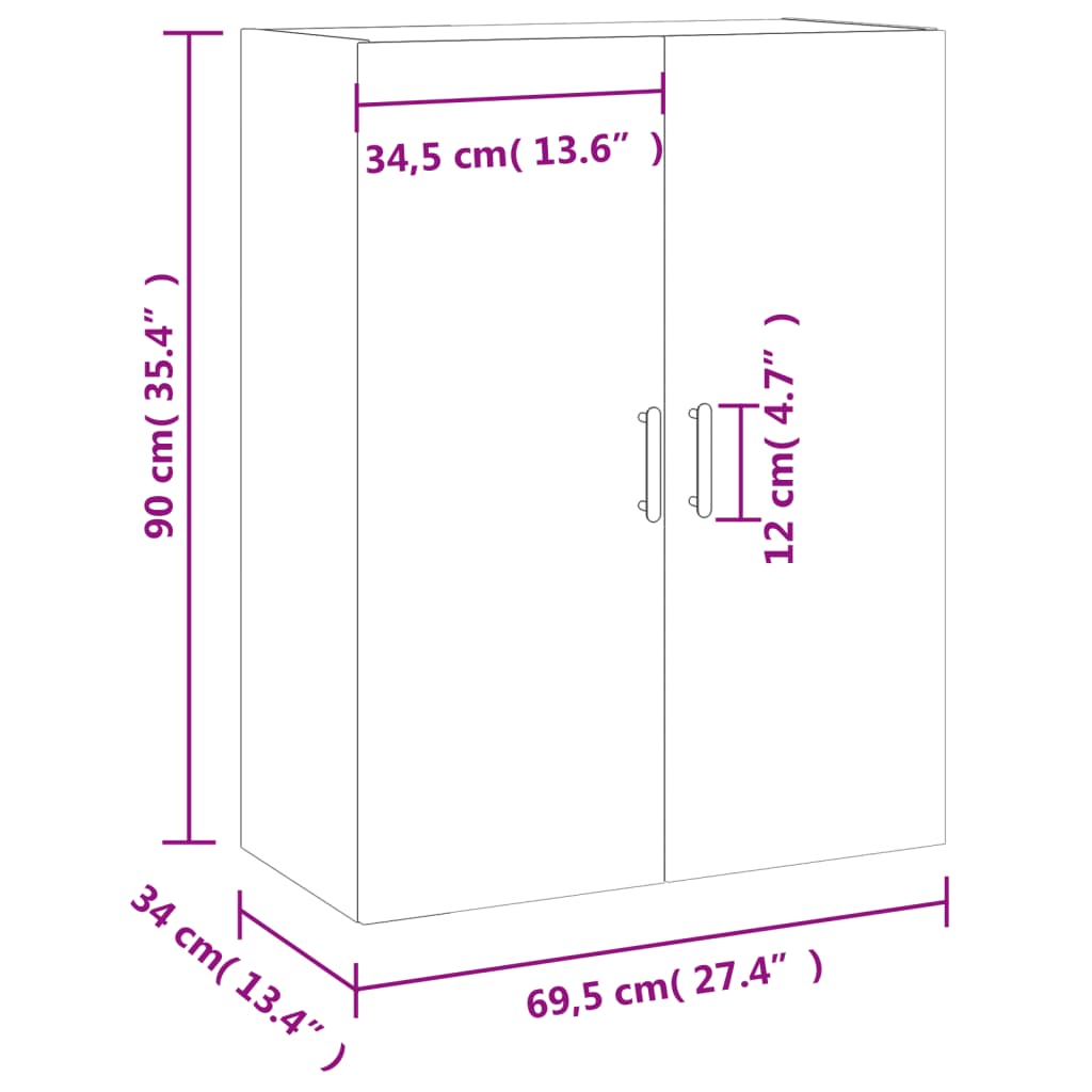 Zidni ormarić boja dimljenog hrasta 69,5 x 34 x 90 cm