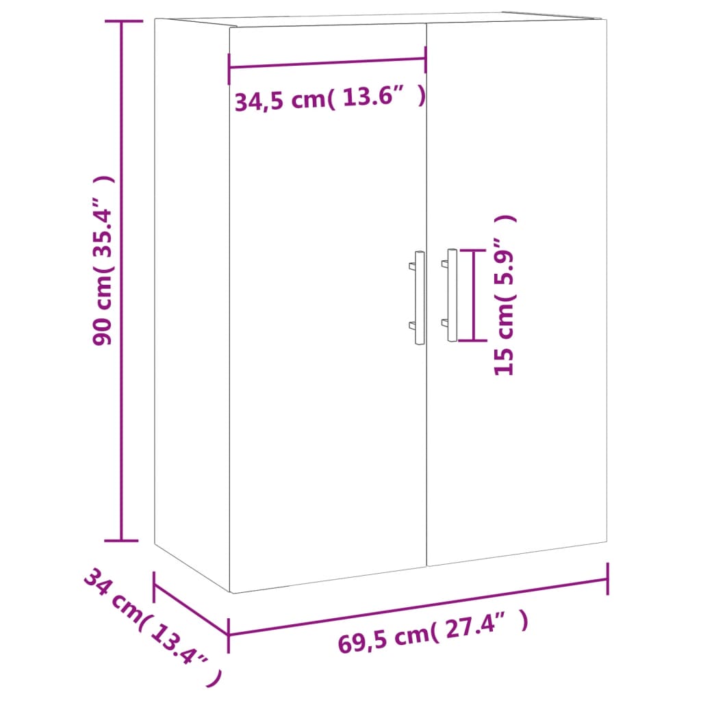 Zidni ormarić boja dimljenog hrasta 69,5 x 34 x 90 cm