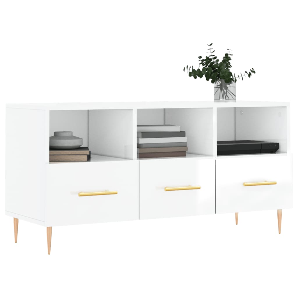 TV ormarić sjajni bijeli 102 x 36 x 50 cm od konstruiranog drva